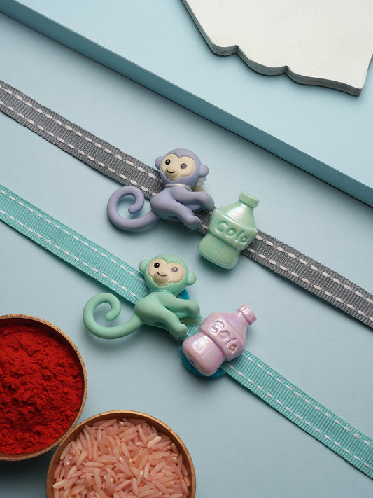 Kids Cute Monkey Charm Rakhi Set of 2