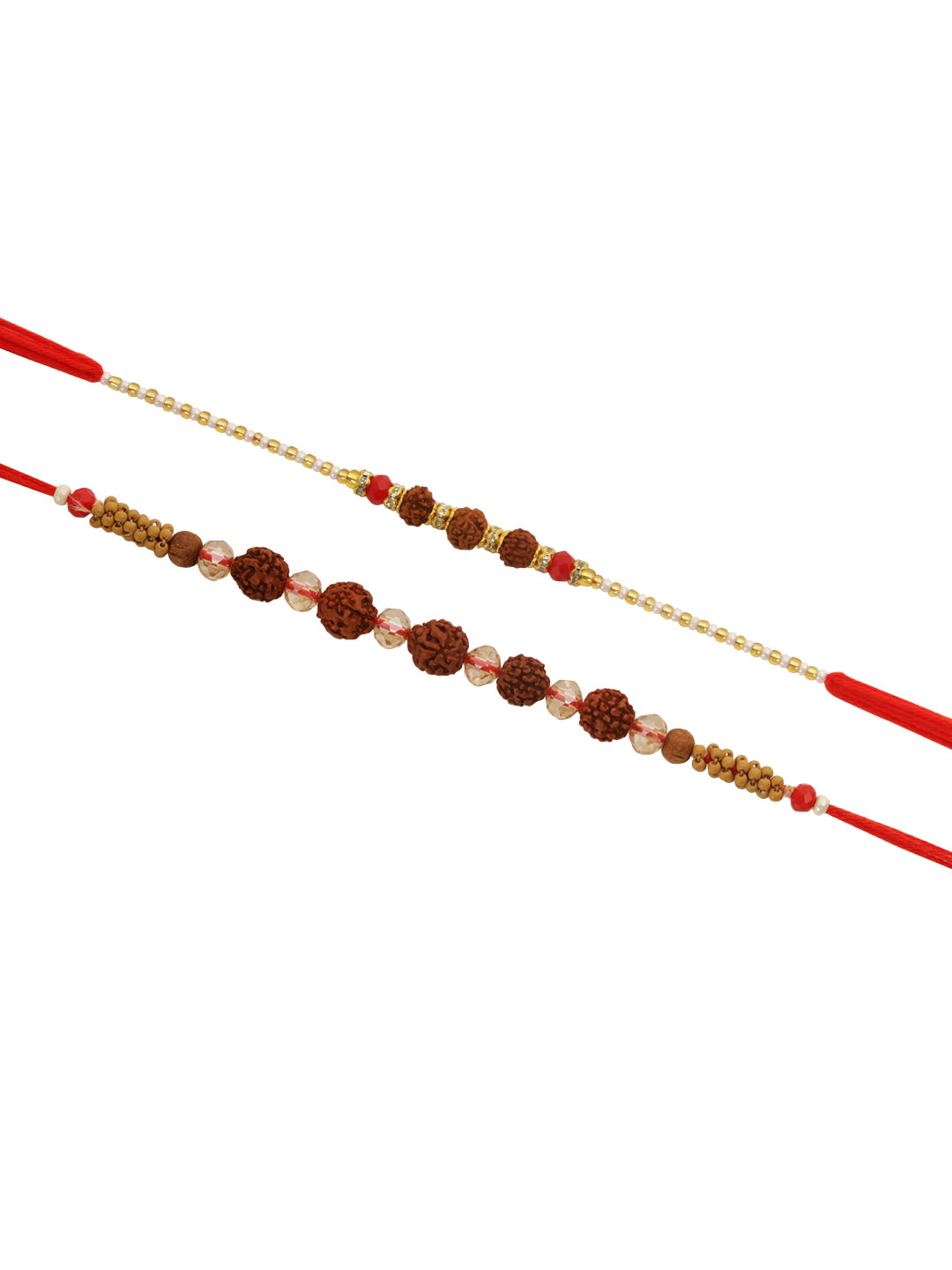 Set of 2 Sacred Rudraksha Rakhi with Colorful Threads