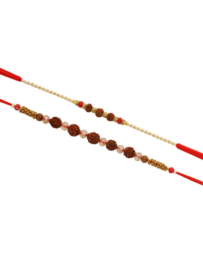 Set of 2 Sacred Rudraksha Rakhi with Colorful Threads
