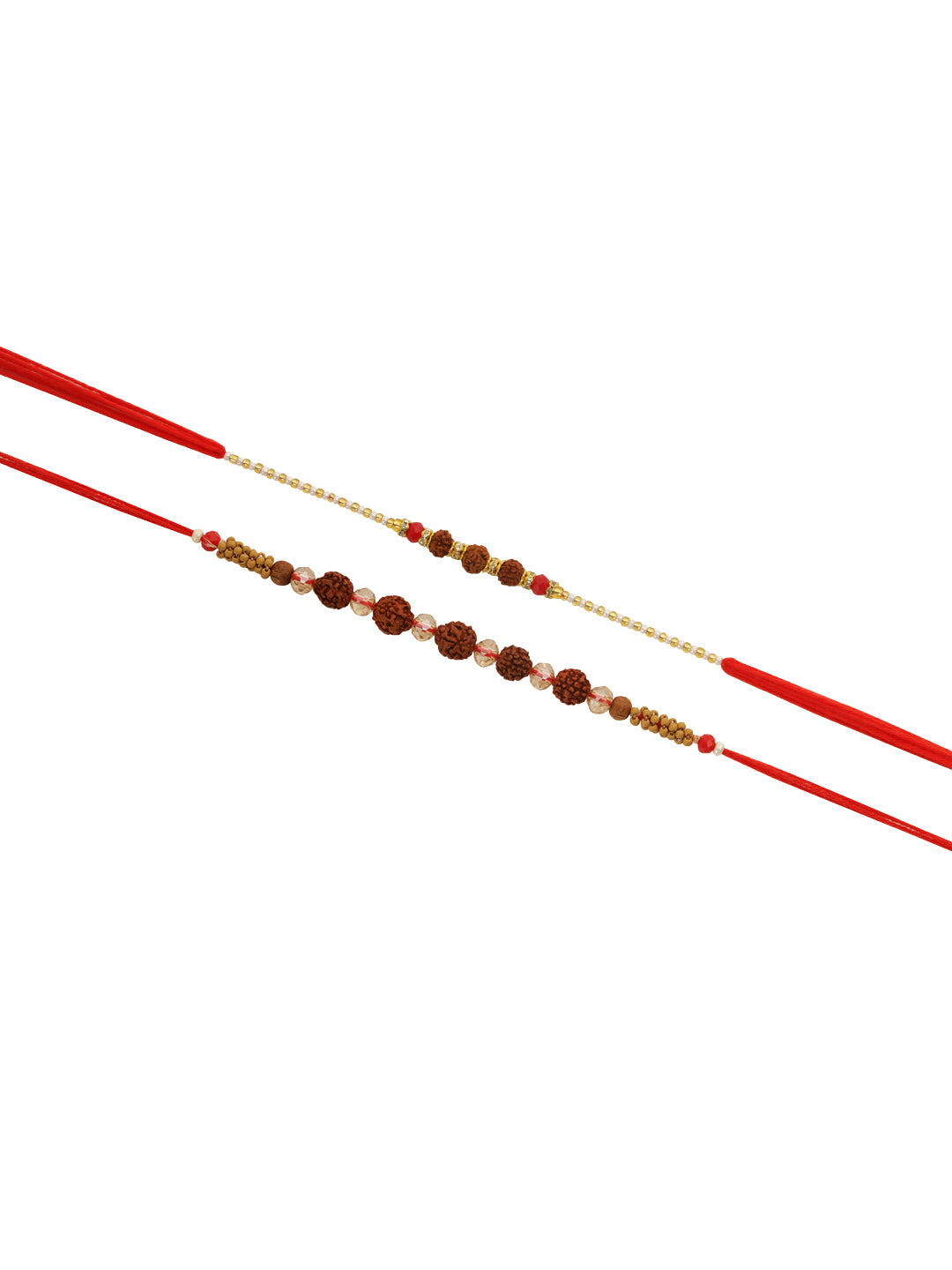 Set of 2 Sacred Rudraksha Rakhi with Colorful Threads