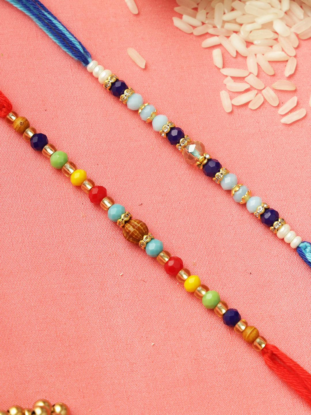 Colorful Pearl Harmony Rakhi Set of 2