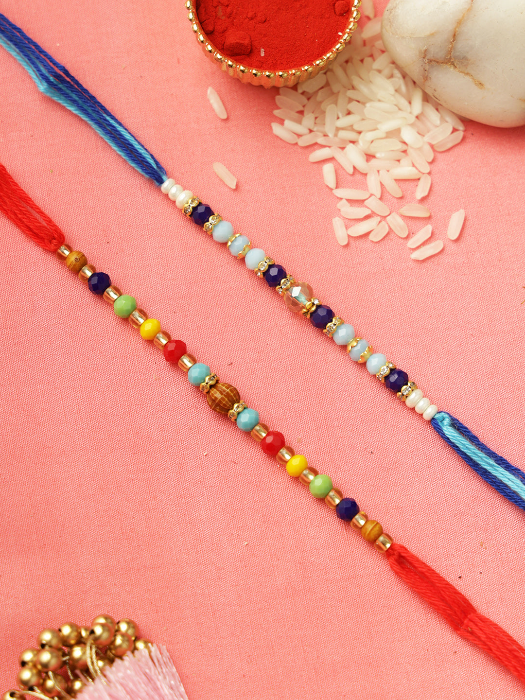 Colorful Pearl Harmony Rakhi Set of 2
