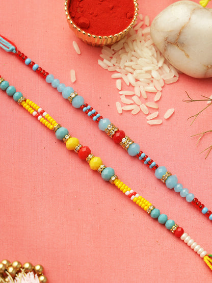 Yellow & Blue Beaded Set of 2 Rakhi