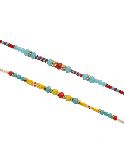 Yellow & Blue Beaded Set of 2 Rakhi