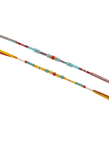 Yellow & Blue Beaded Set of 2 Rakhi