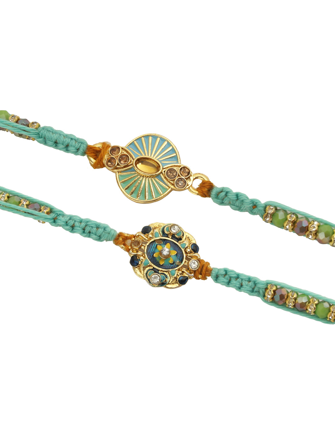 Green Serenity Beaded Rakhi Set of 2