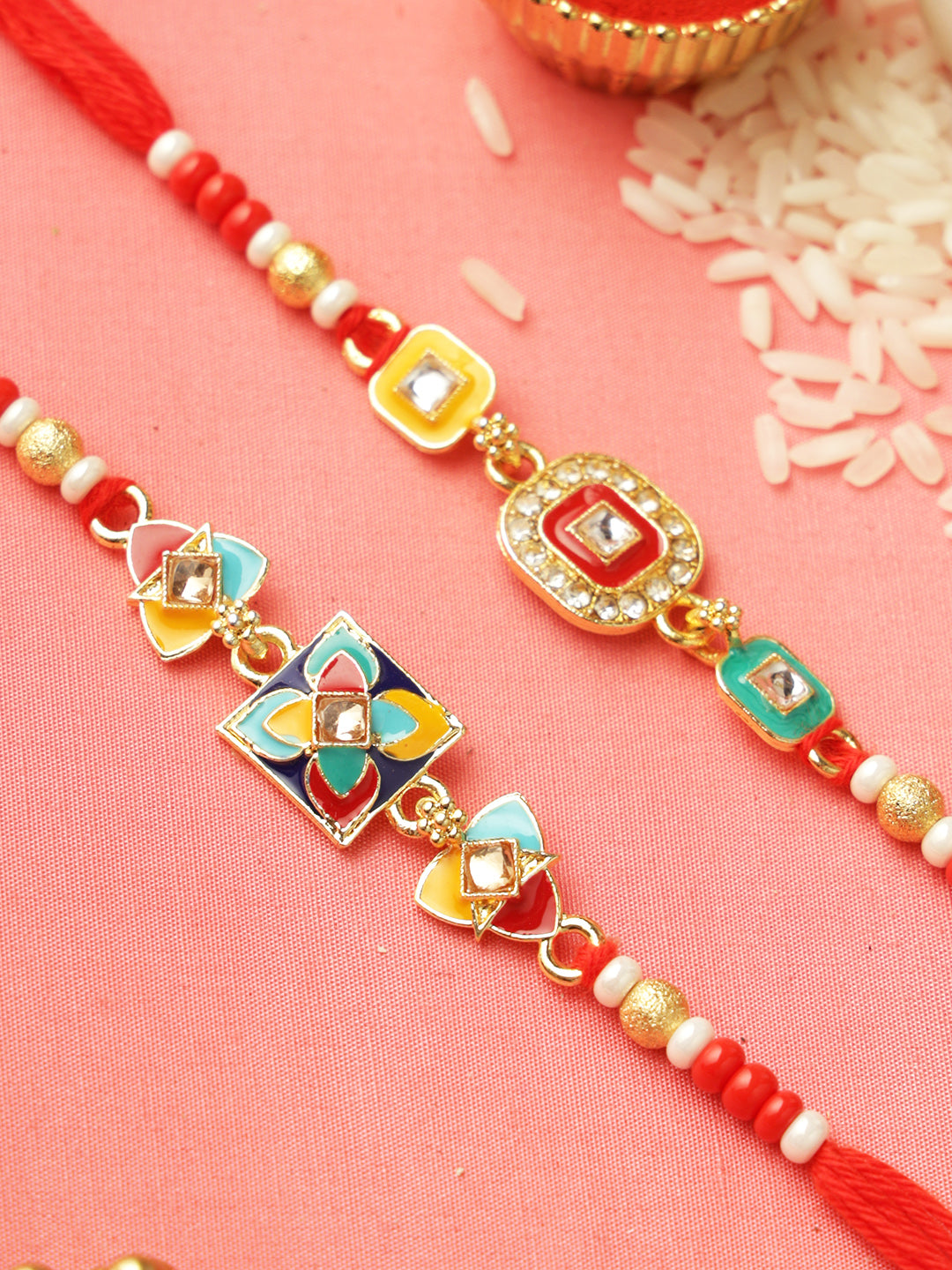 Colourful Geometric Crystal Rakhi