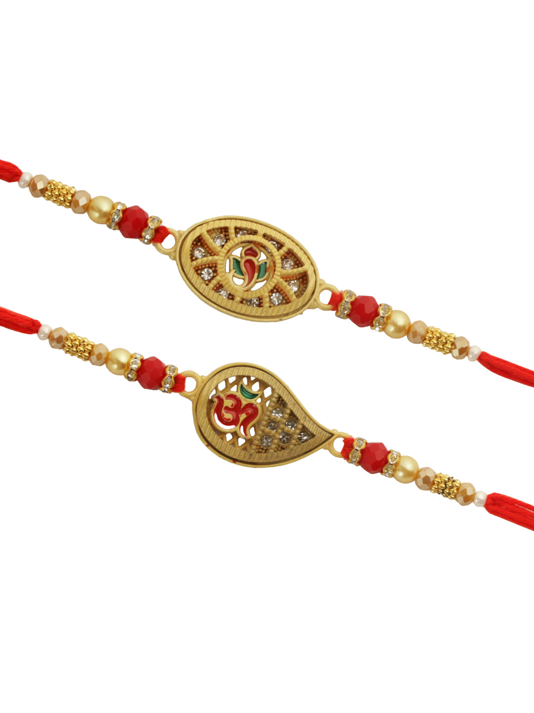 Golden Beaded Om Rakhi Set of 2