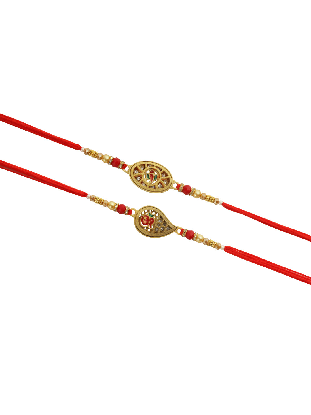 Golden Beaded Om Rakhi Set of 2