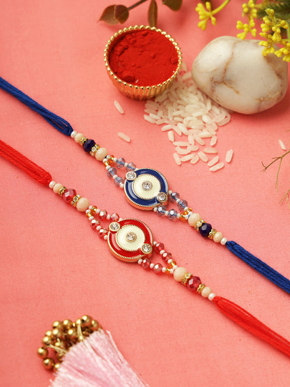 Red and Blue Radiance Rakhi Set of 2