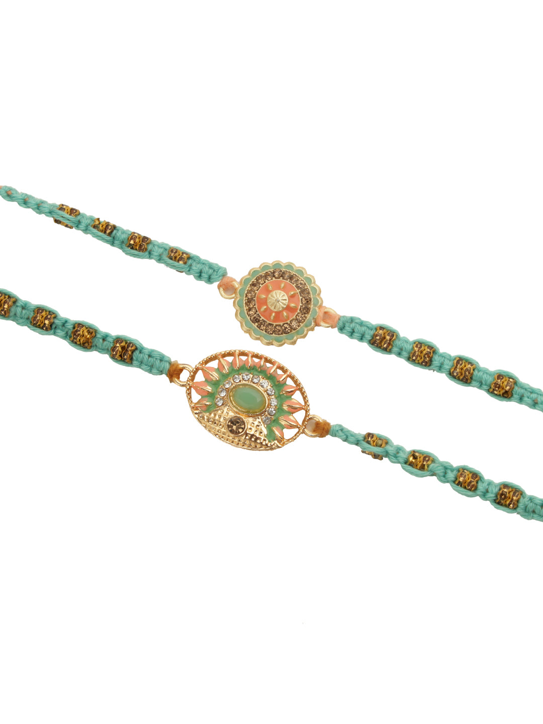 Green Enameled Rakhi Set of 2
