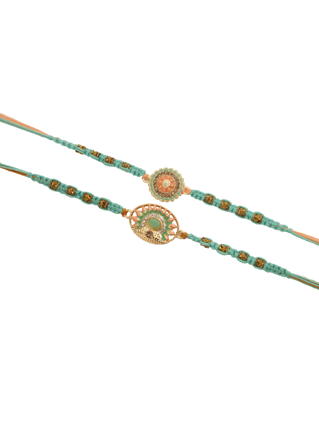Green Enameled Rakhi Set of 2
