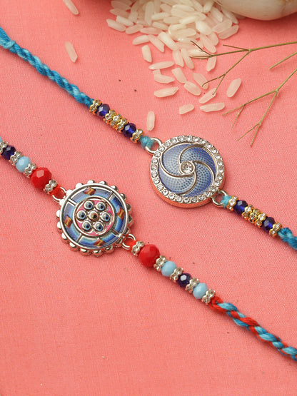 Blue Enameled Set of 2 Rakhi