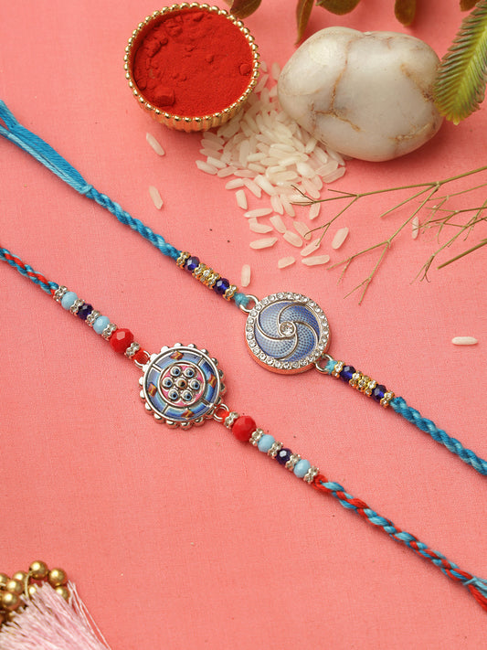 Blue Enameled Set of 2 Rakhi