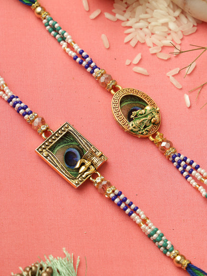 Peacock Eye with Krisha Shiva Rakhi Set of 2