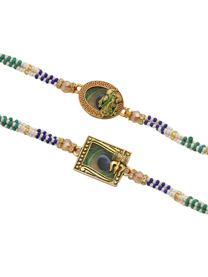 Peacock Eye with Krisha Shiva Rakhi Set of 2