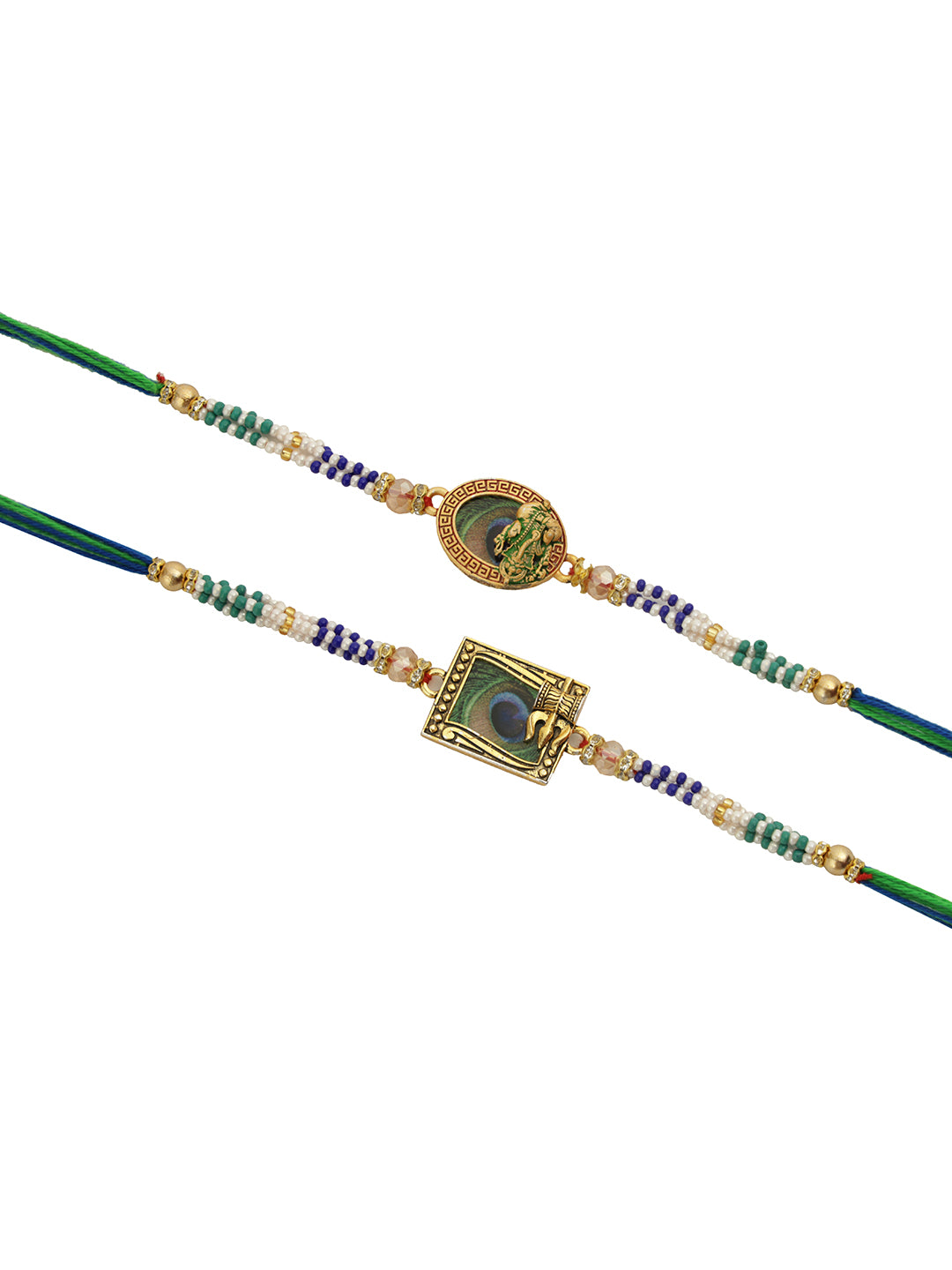 Peacock Eye with Krisha Shiva Rakhi Set of 2