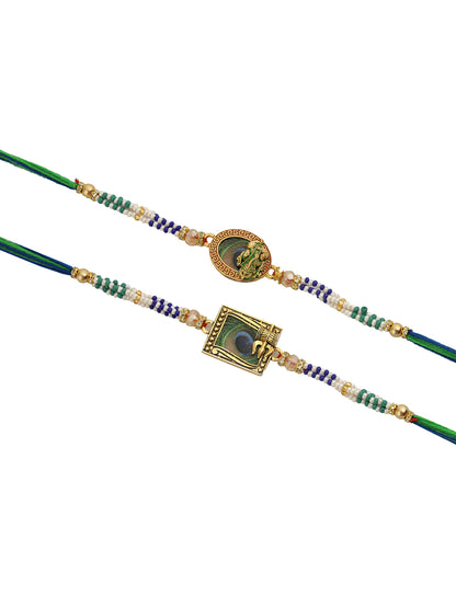 Peacock Eye with Krisha Shiva Rakhi Set of 2