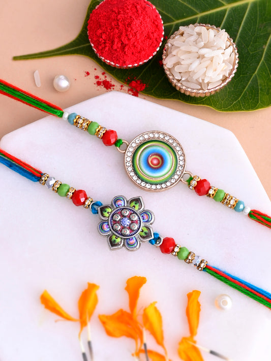 Set of 2 Multicolor Beads Rakhi