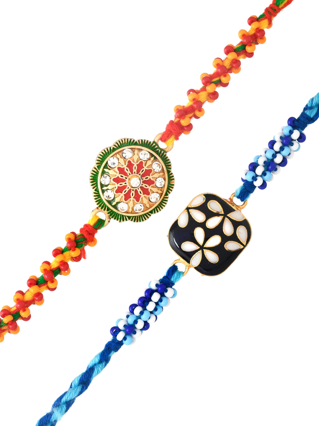 Multi Beaded Enameled & AD stone work Set of 2 Rakhi
