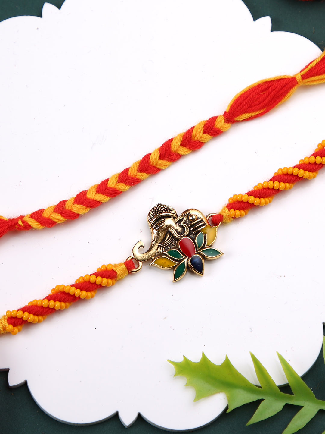 Red & Yellow Braided Set of 2 Rakhi