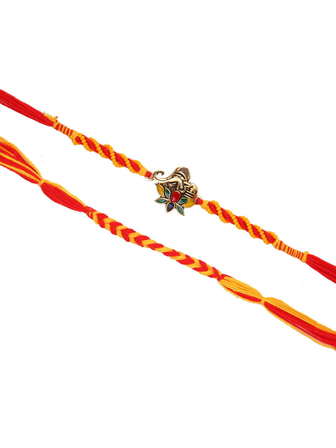 Red & Yellow Braided Set of 2 Rakhi
