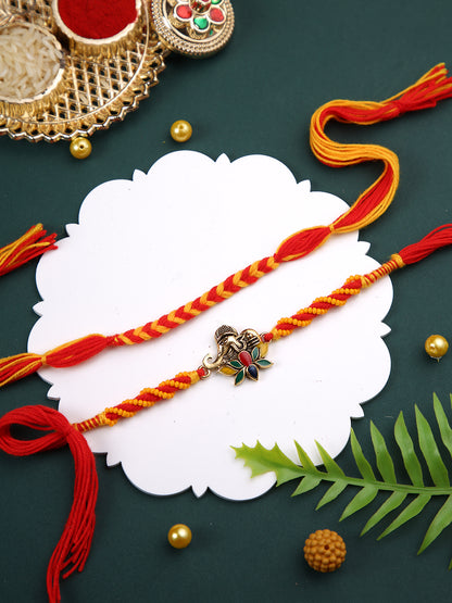 Red & Yellow Braided Set of 2 Rakhi