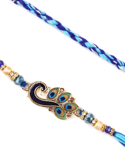 Peacock Designed & Blue Braided Set of 2 Rakhi