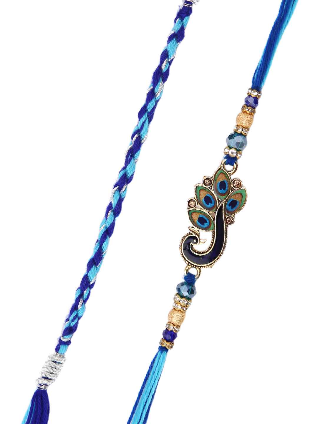 Peacock Designed & Blue Braided Set of 2 Rakhi