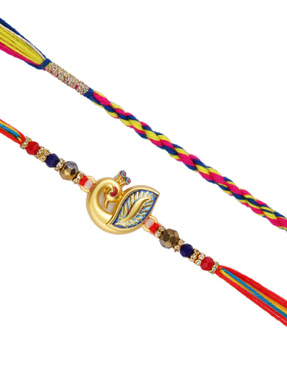 Peacock Designed Multicolor Set of 2 Rakhi