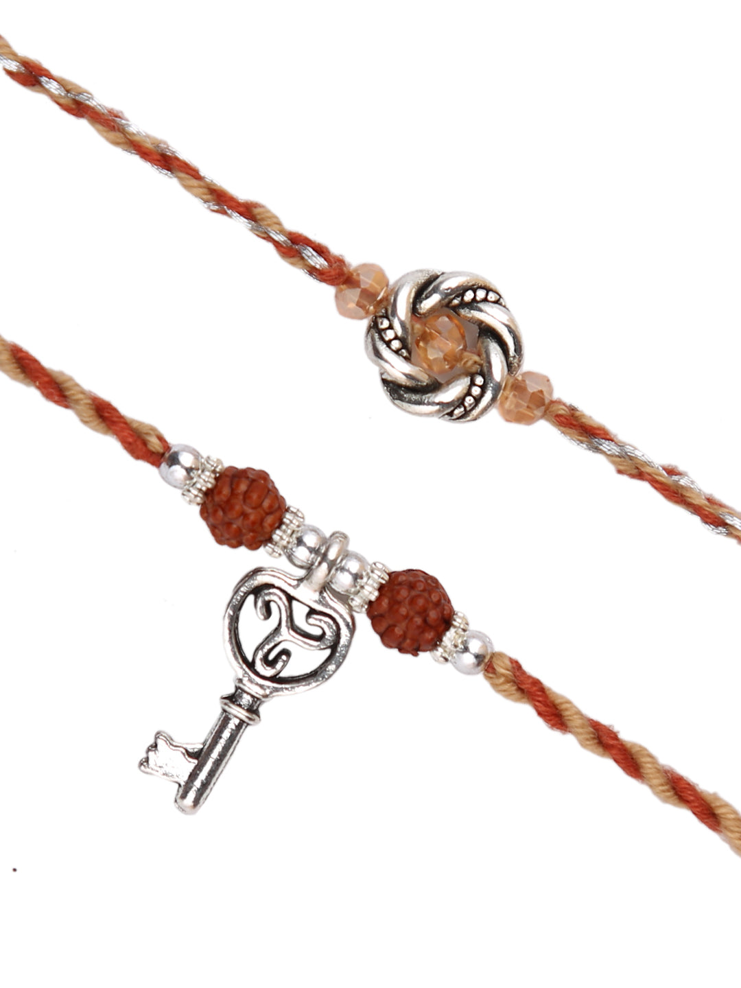 Divine Rudraksh & Floral Beaded Set of 2 Rakhi