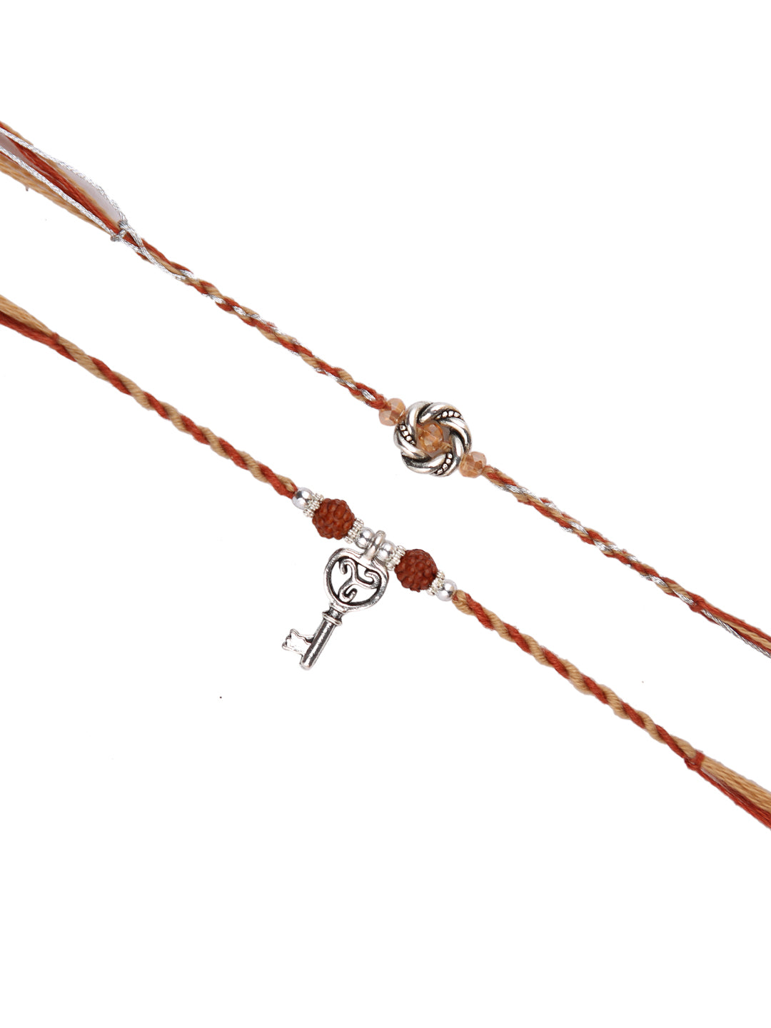 Divine Rudraksh & Floral Beaded Set of 2 Rakhi
