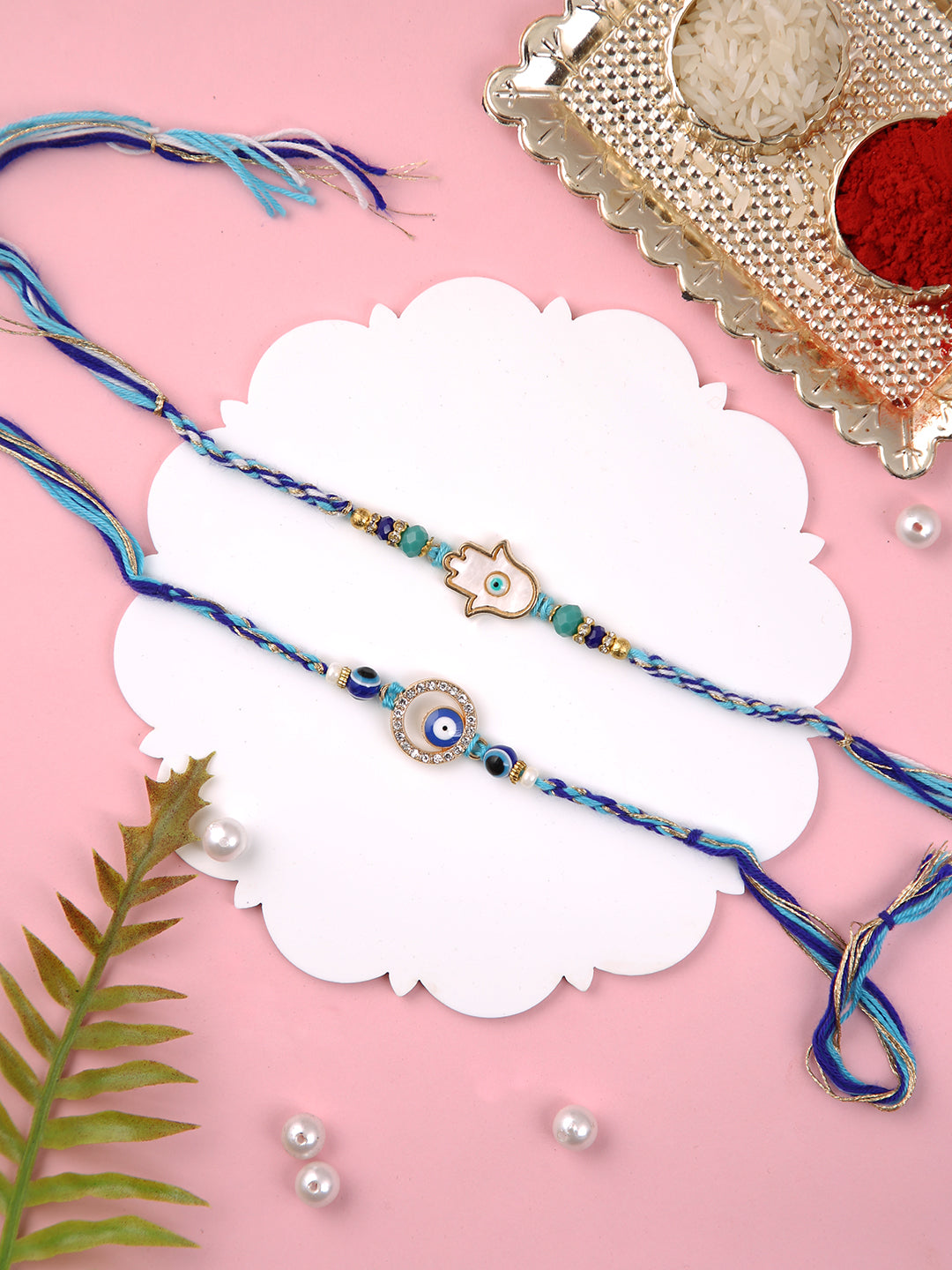 Set of 2 Blue Evil Eye Twisted Rakhi