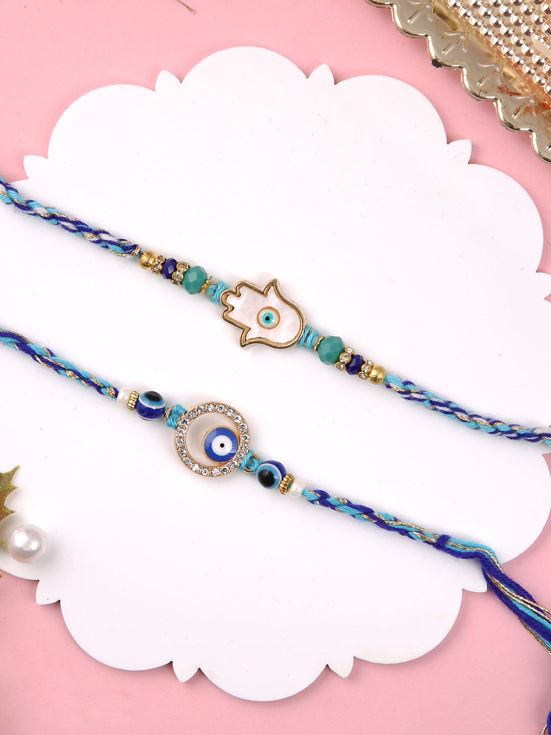 Set of 2 Blue Evil Eye Twisted Rakhi