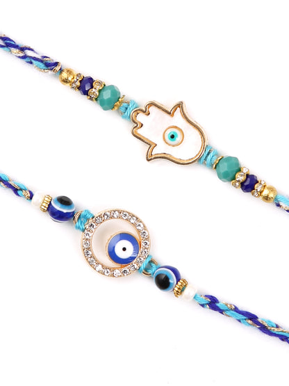 Set of 2 Blue Evil Eye Twisted Rakhi