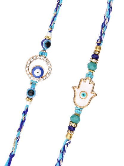 Set of 2 Blue Evil Eye Twisted Rakhi