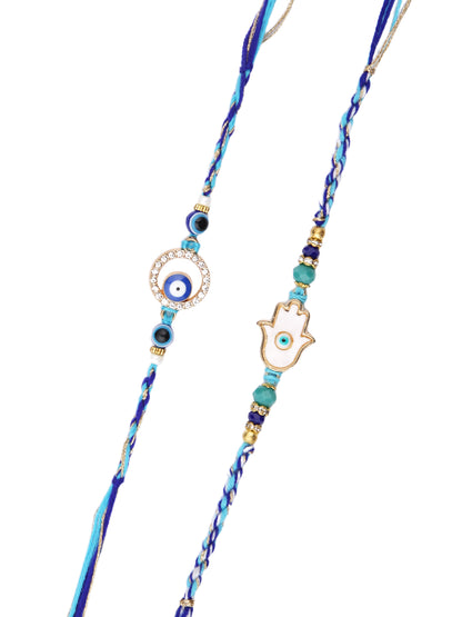 Set of 2 Blue Evil Eye Twisted Rakhi