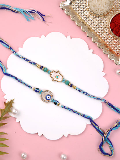 Set of 2 Blue Evil Eye Twisted Rakhi