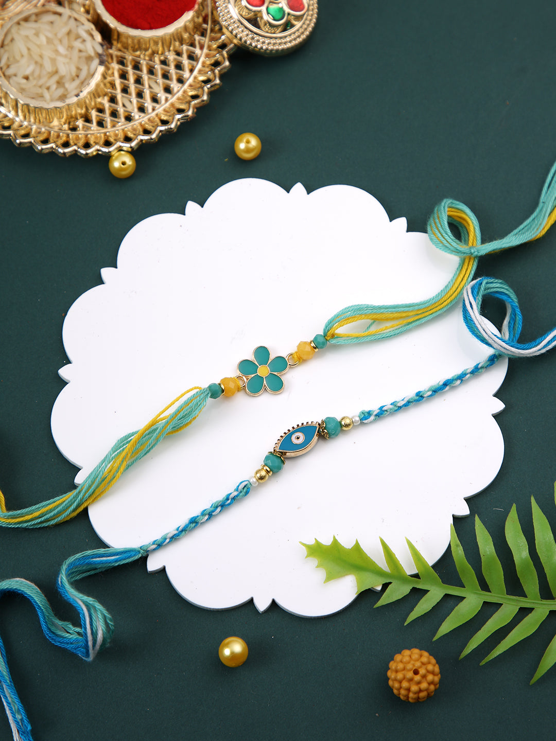 Blue & Green Set of Rakhi
