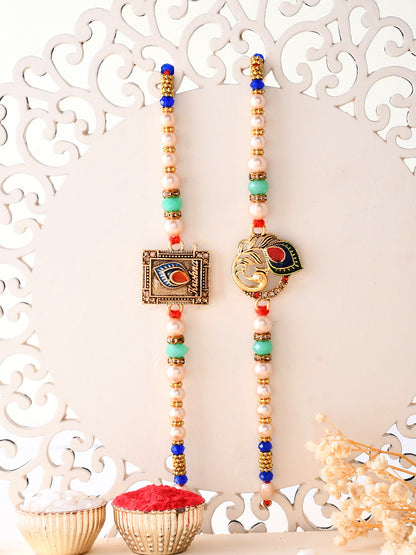 Set of 2 Krishna Feather Metal work Rakhi