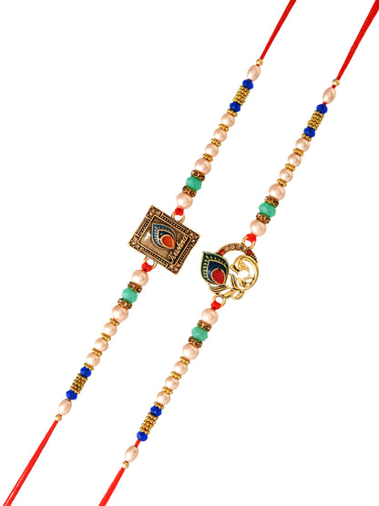 Set of 2 Krishna Feather Metal work Rakhi