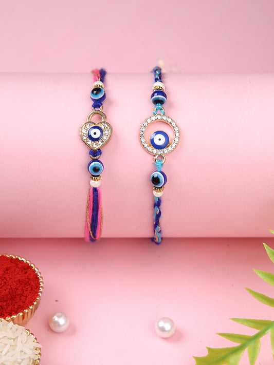 Set of 2 Blue & Pink Evil Eye Rakhi