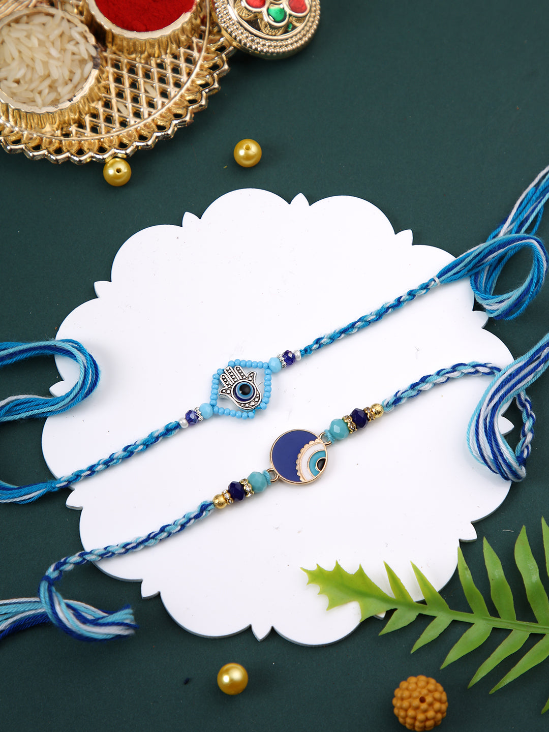 Set of 2 Blue Evil Eye Rakhi