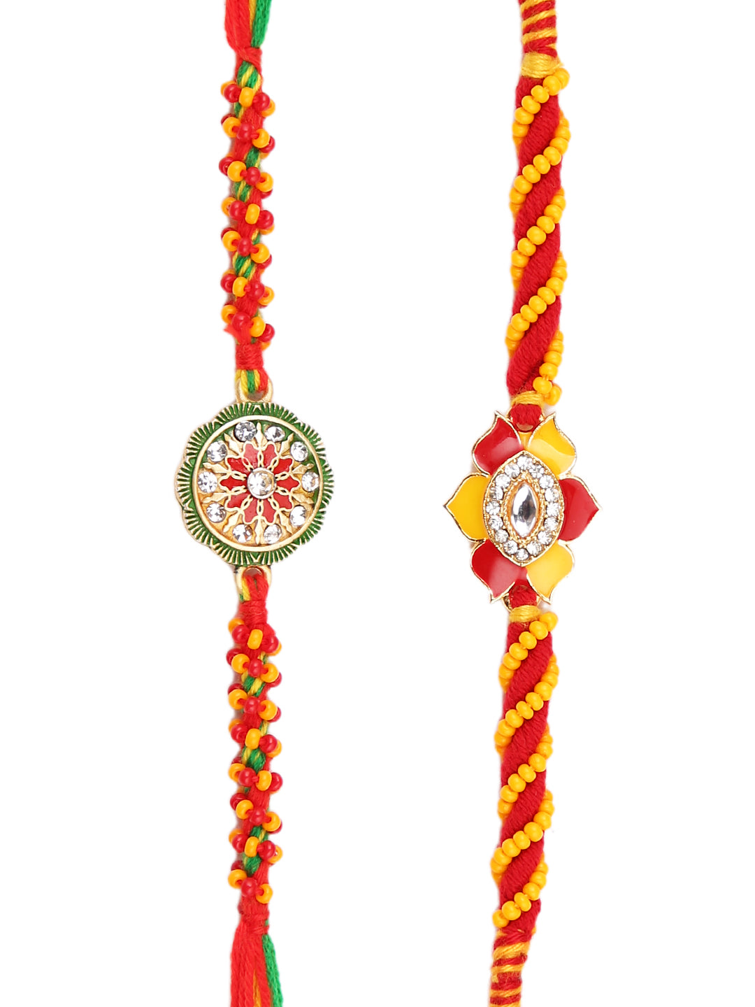 Set of 2 Multicolor Floral Designed Rakhi