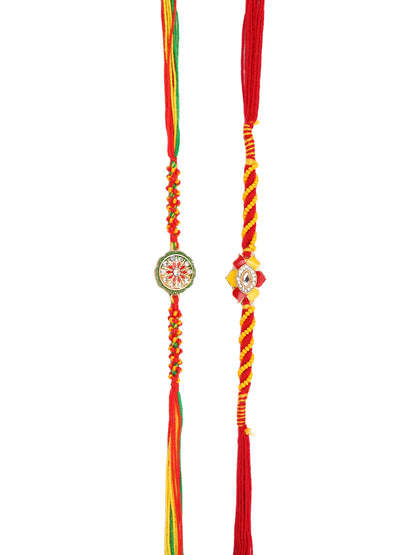 Set of 2 Multicolor Floral Designed Rakhi