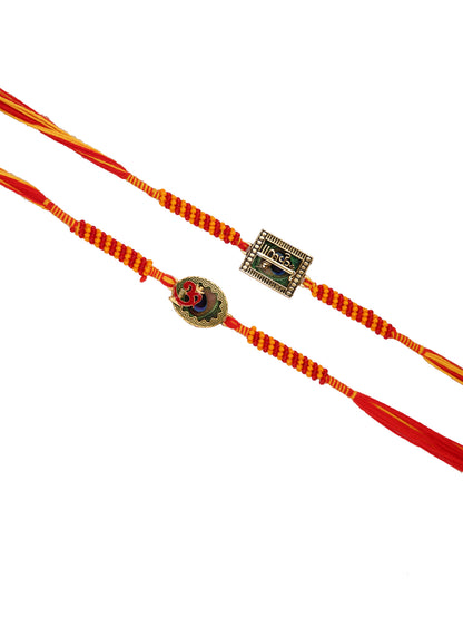 Om & Krishna Enameled Set of 2 Rakhi