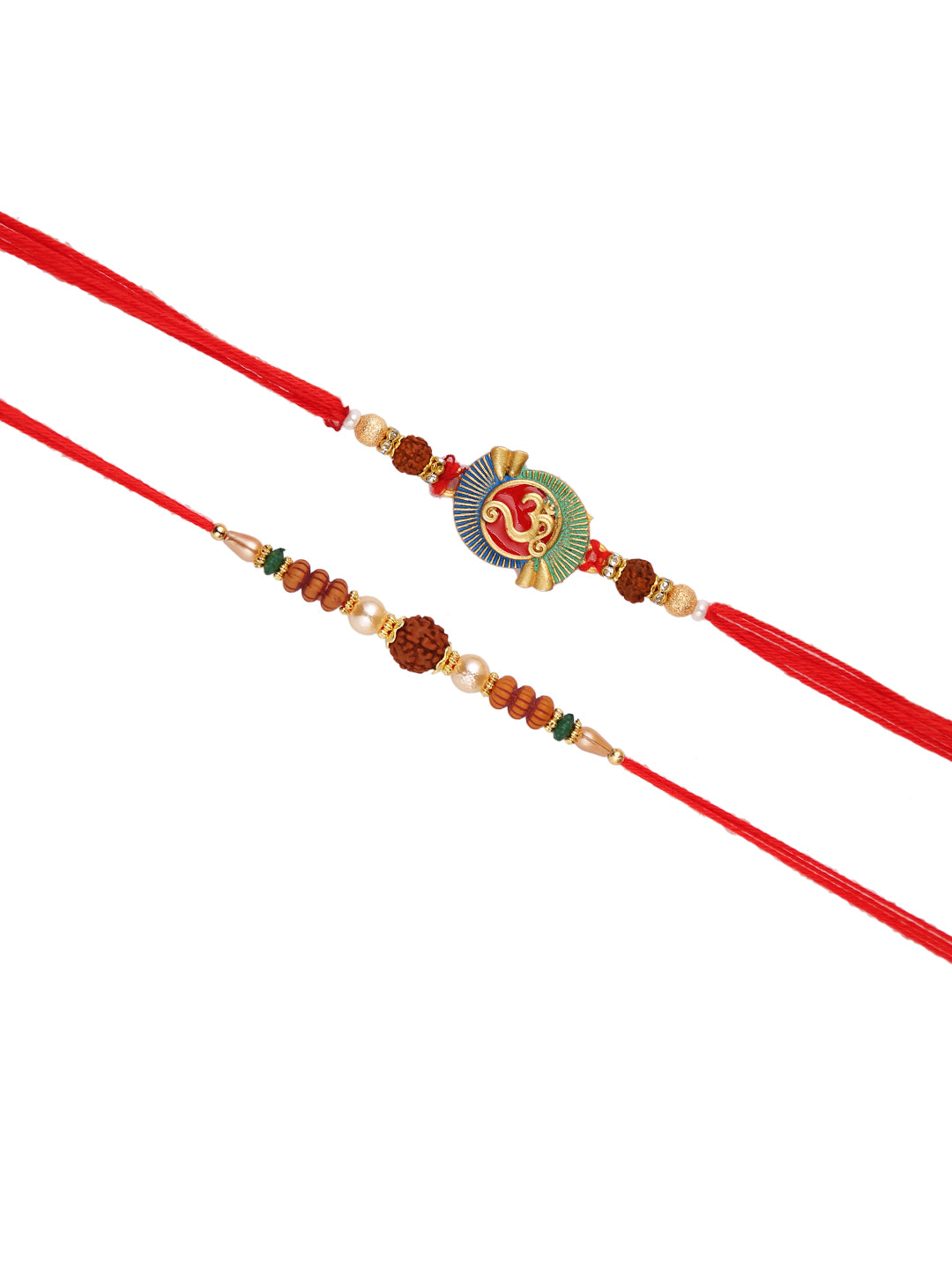 Divine Rudraksh & Om Beaded Set of 2 Rakhi