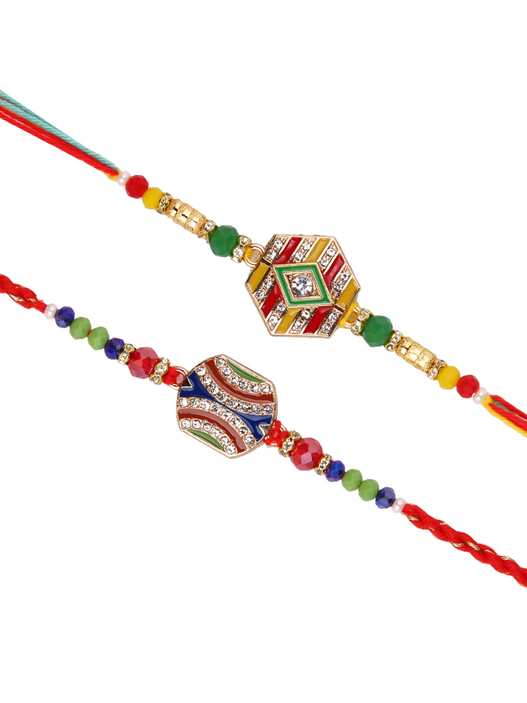 Multicolored Enameled Set of 2 Rakhi