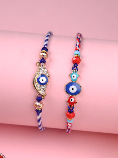 Set of 2 Blue & Red Evil Eye Rakhi