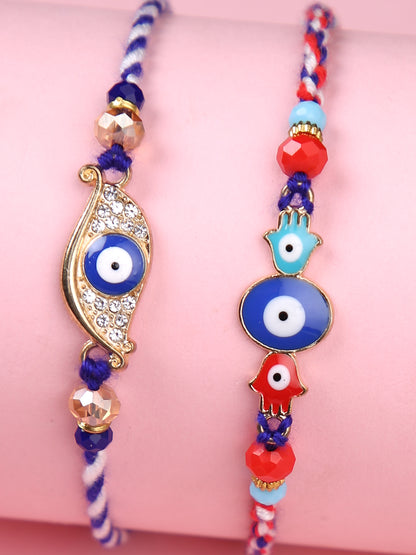 Set of 2 Blue & Red Evil Eye Rakhi